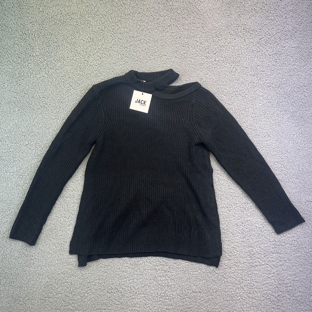 Jack by BB Dakota Womens Dusk Till Dawn Black Sweater Med Slit Up Sides Bare NWT